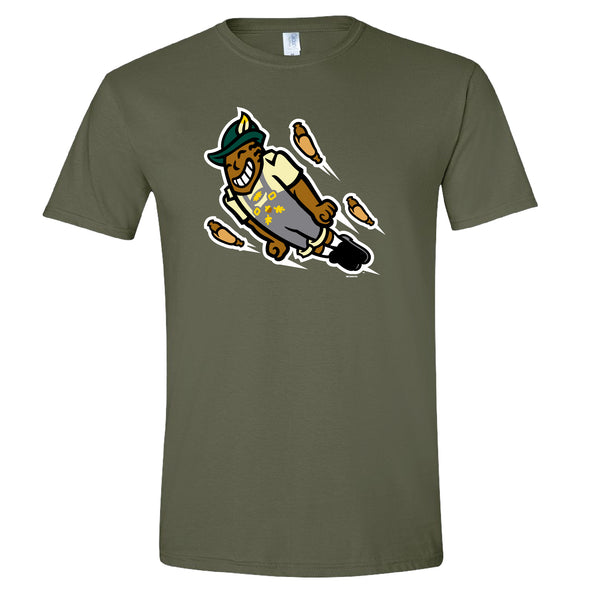 Wisconsin Brats Bimm Ridder Military Green Flying Bratman Tee