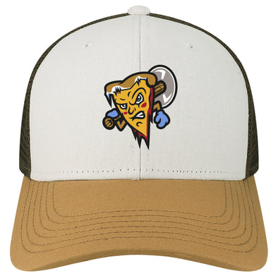 Frozen Pizzas League White/Caramel/Brown Pizza Slice MPS Adjustable Hat