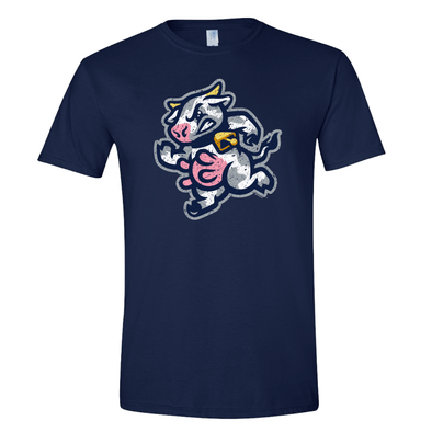 Navy Udder Tuggers Distressed Cow Tee