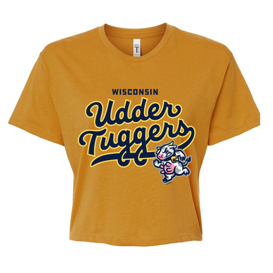 Women's Udder Tuggers Gold Crop Tee